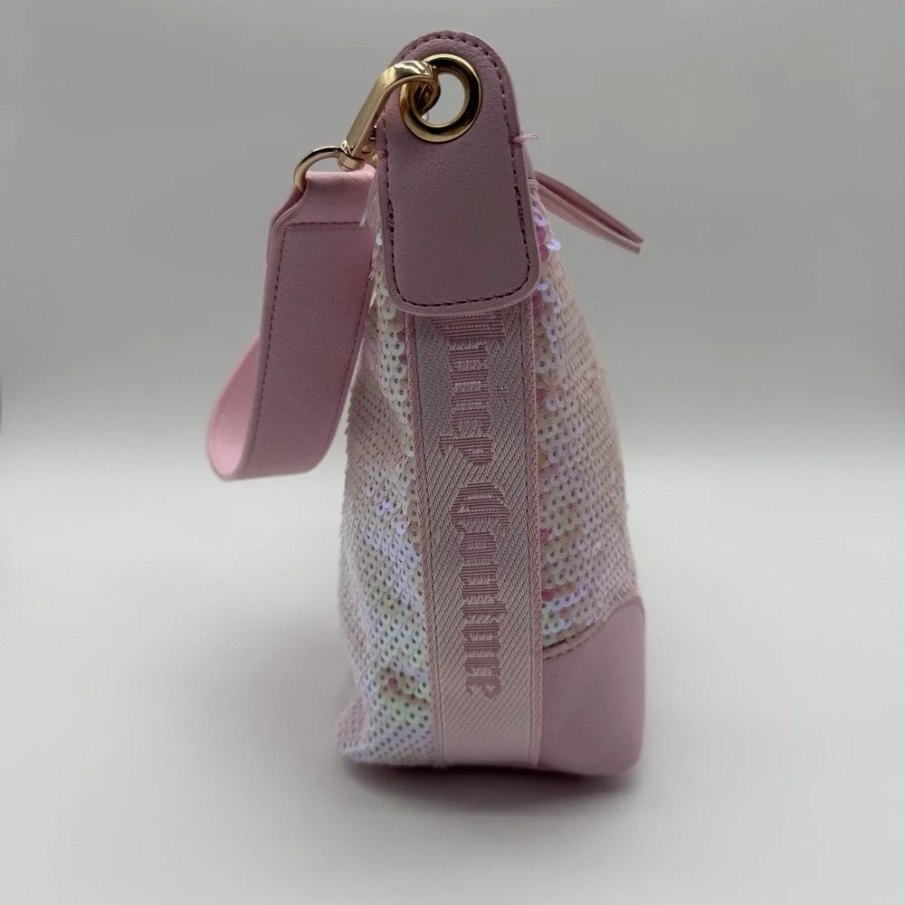 Juicy Couture Blank Canvas Hobo Purse Light Sparkle Iridescent Pink NWT